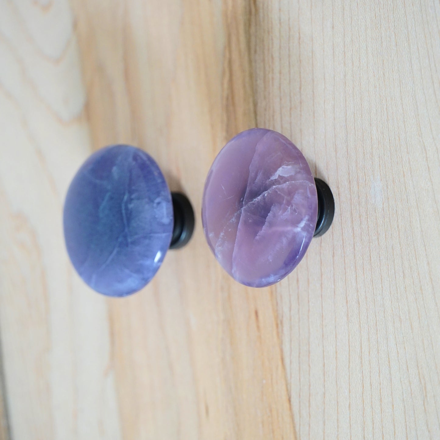 Purple Fluorite Gemstone Cabinet Knob Pair