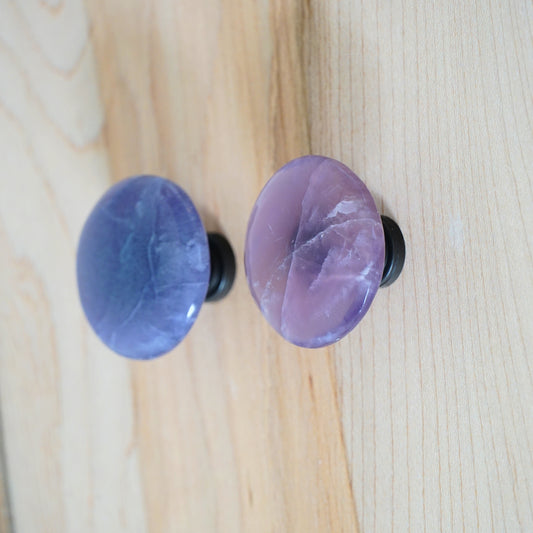 Purple Fluorite Gemstone Cabinet Knob Pair