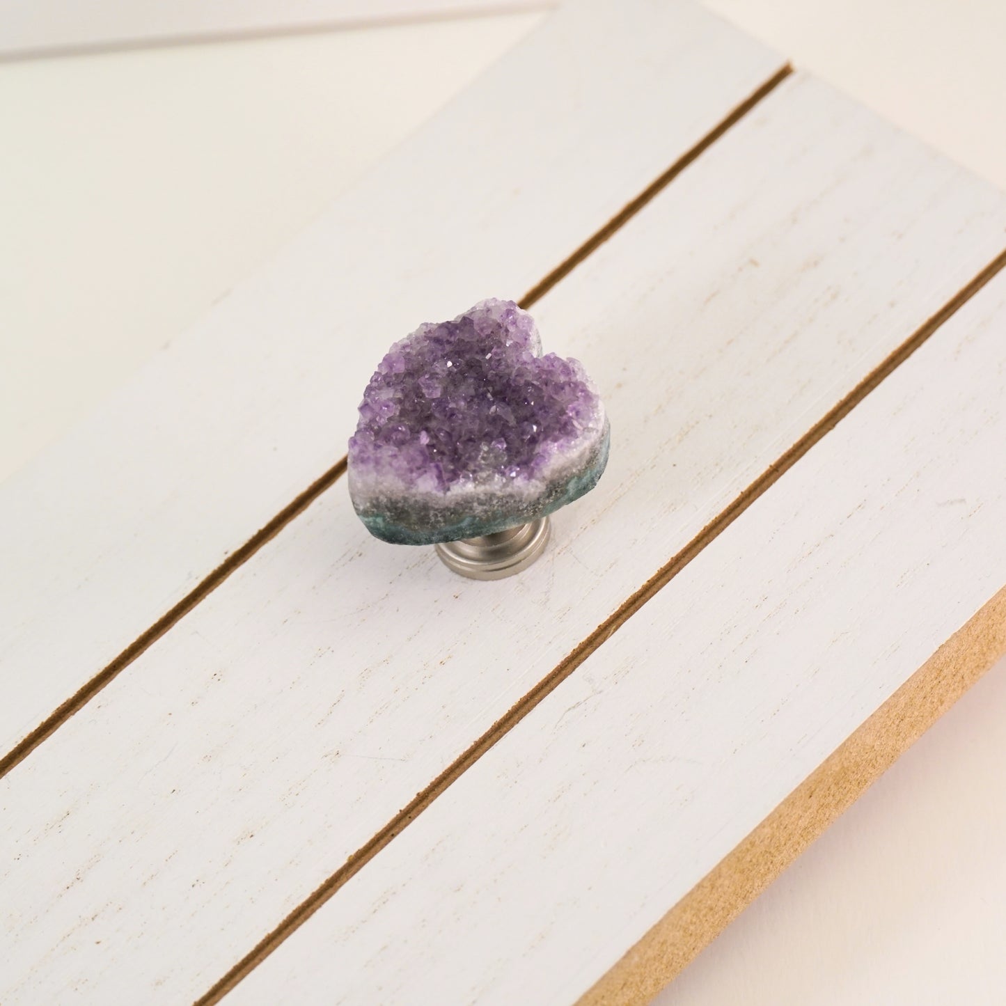 Amethyst Crystal Heart Cabinet Knob