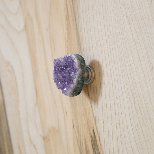 Amethyst Crystal Heart Cabinet Knob