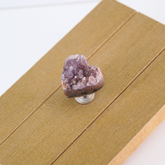 Amethyst Crystal Heart Cabinet Knob