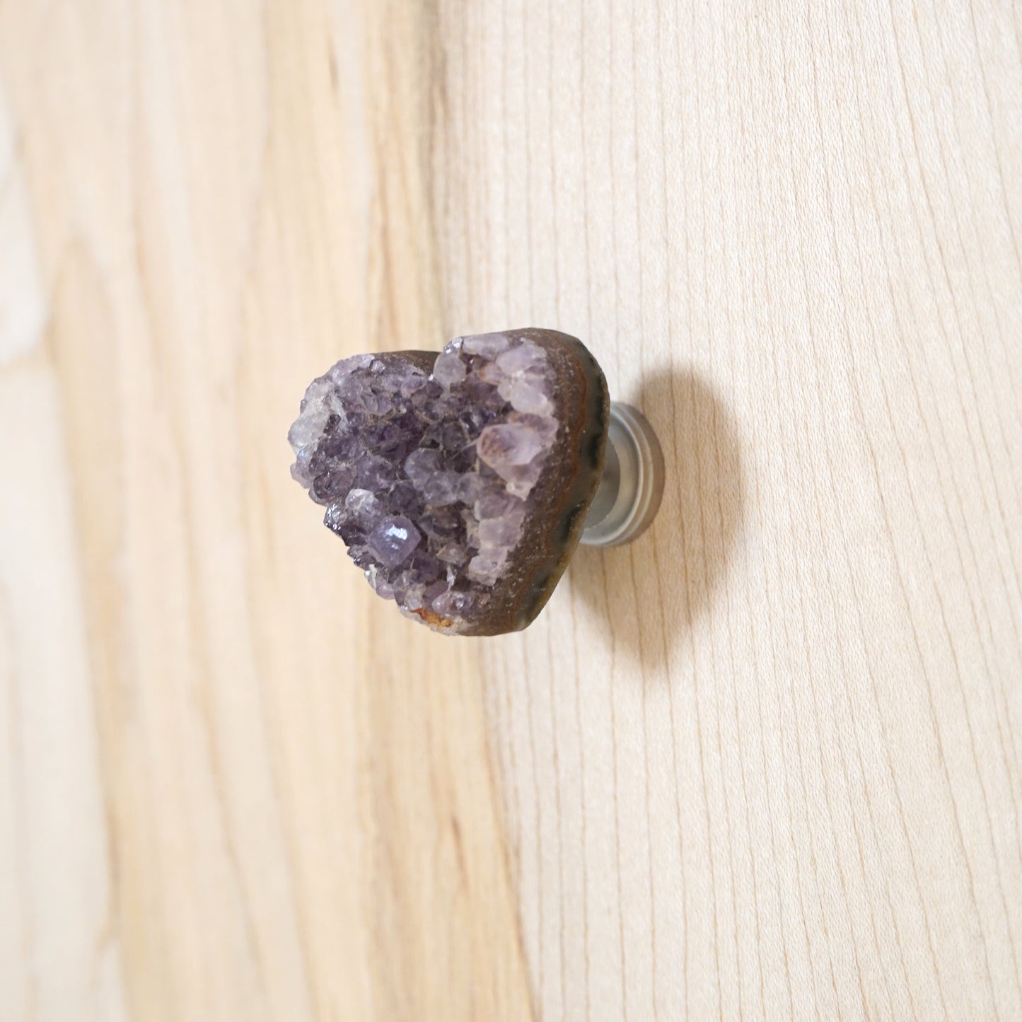 Amethyst Crystal Heart Cabinet Knob
