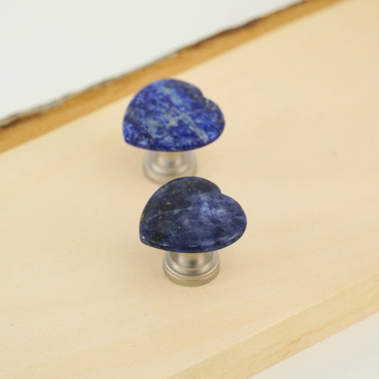 Gemstone Heart Cabinet Knob Pair - Sodalite