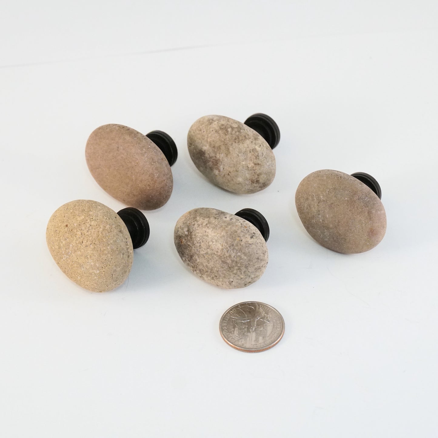 Beach Rock Stone Pebble Cabinet Knobs - Set of 5 - Ready to Ship