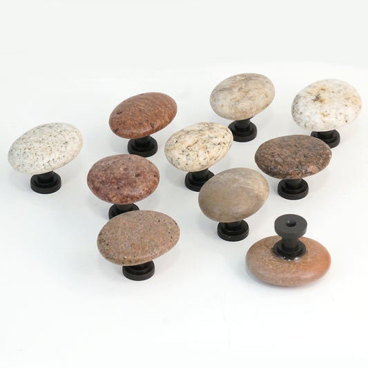 Set of 10 Pink & Cream Beach Rocks on Oil Rubbed Bronze - Ready to Ship