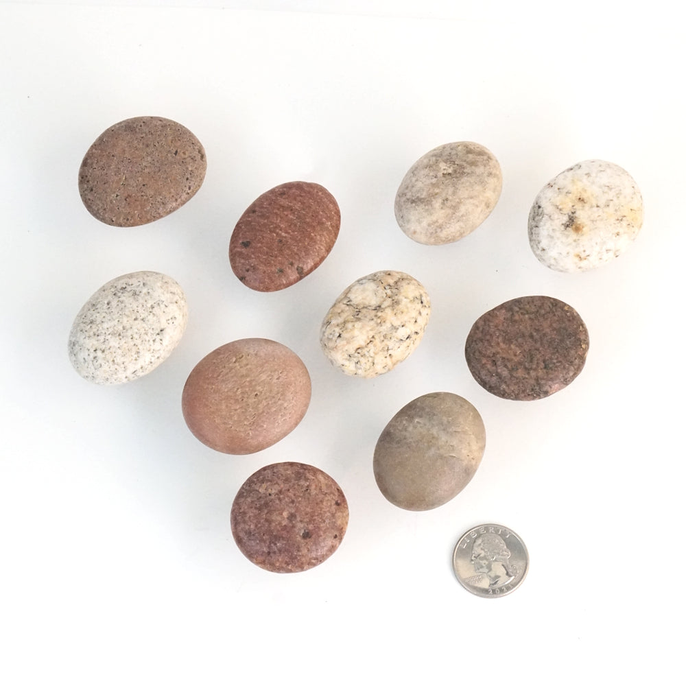 Set of 10 Pink & Cream Beach Rocks on Oil Rubbed Bronze - Ready to Ship