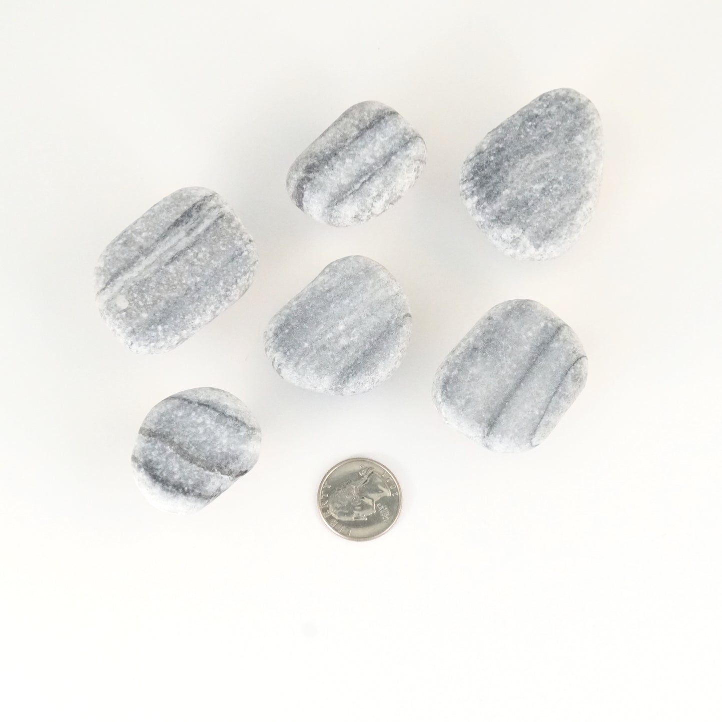Sliced Gray & White Marble - Set of 6