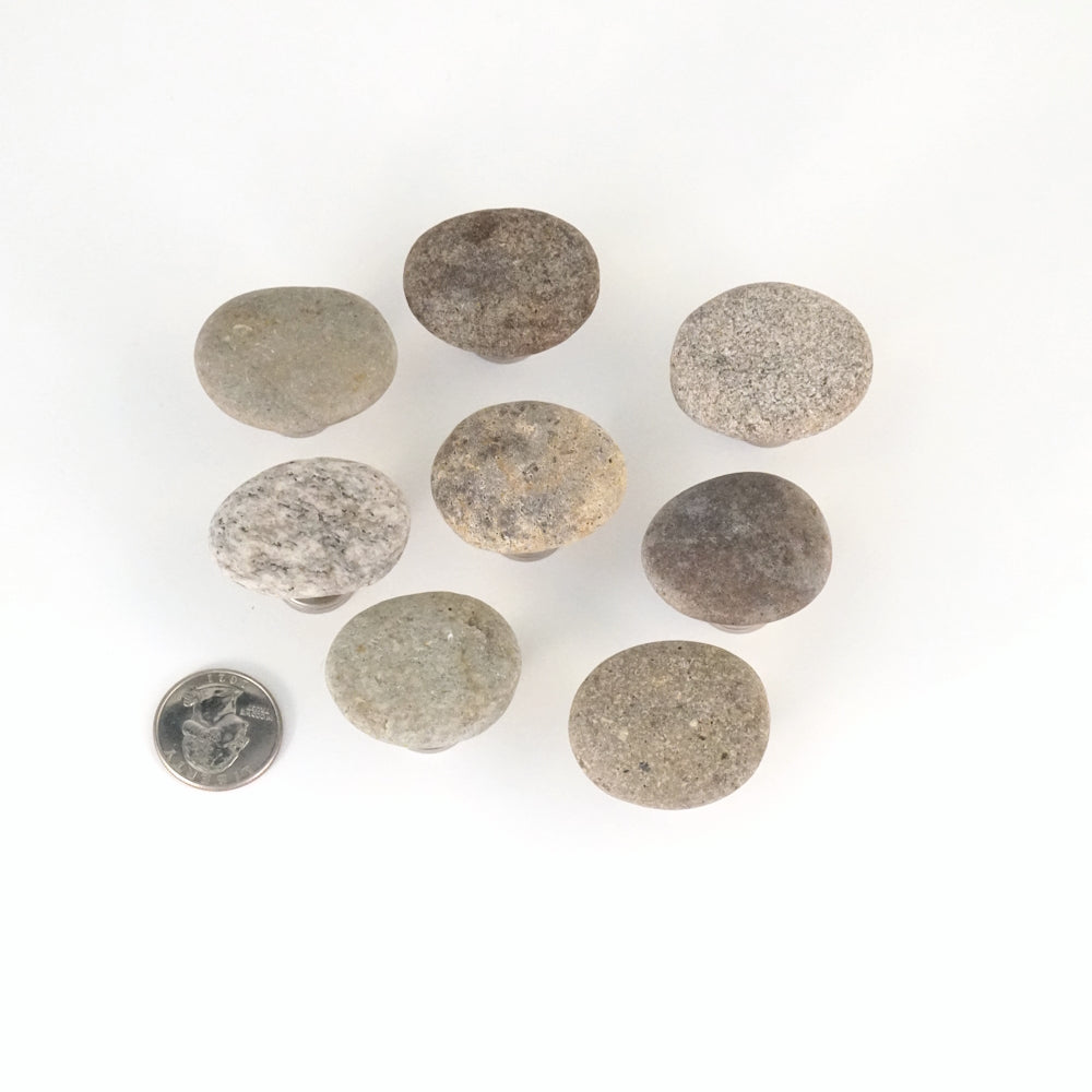 Warm Browns Natural Beach Stone Cabinet Knobs - Set of 8