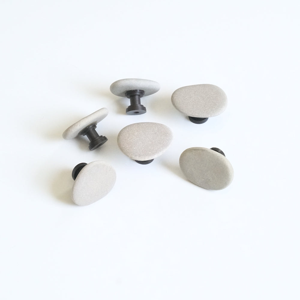 Pale Cream Stones on Oil Rubbed Bronze - Set of 6