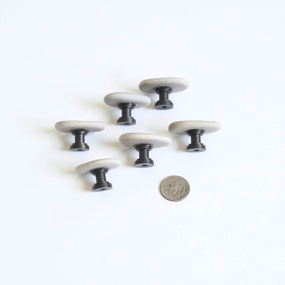 Pale Cream Stones on Oil Rubbed Bronze - Set of 6
