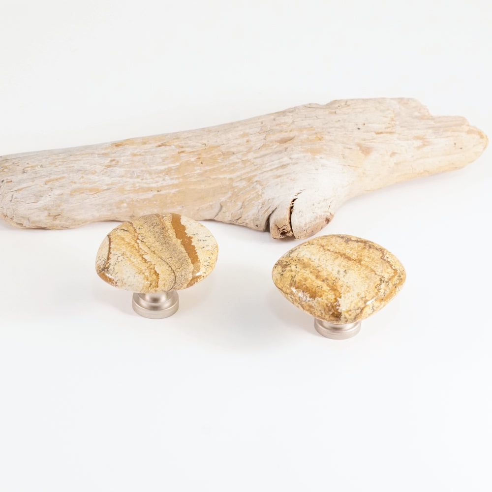 Picture Jasper Semi-Precious Gemstone Knob Pair