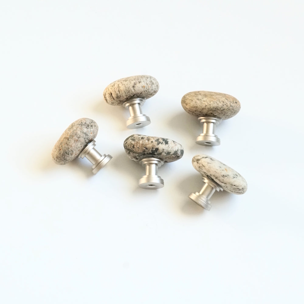 Beach Rock Stone Pebble Cabinet Knobs - Set of 5 - Ready to Ship