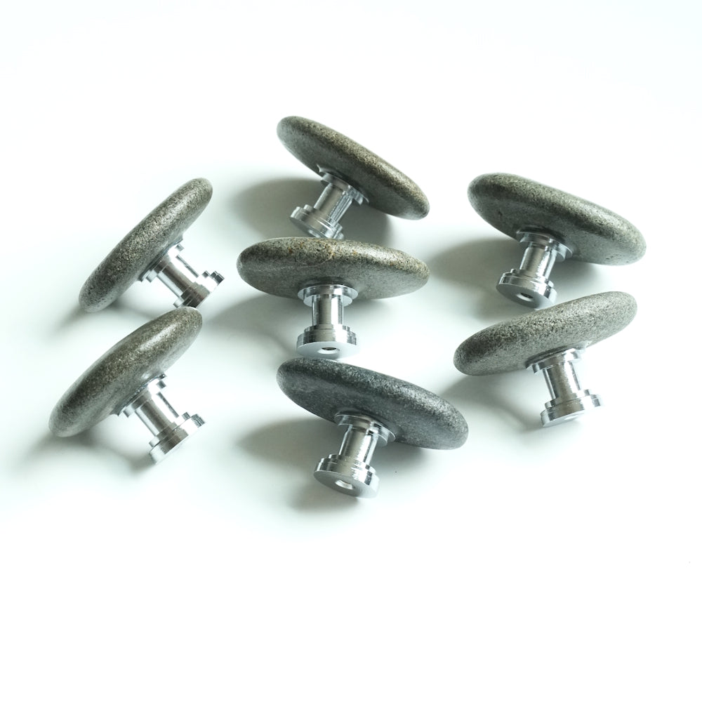 Large Flat Gray Beach Stones - Set of 7 - Ready to Ship