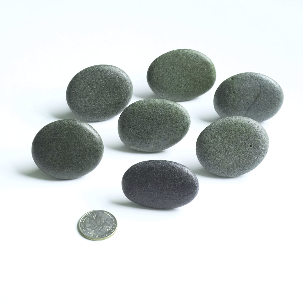 Large Flat Gray Beach Stones - Set of 7 - Ready to Ship