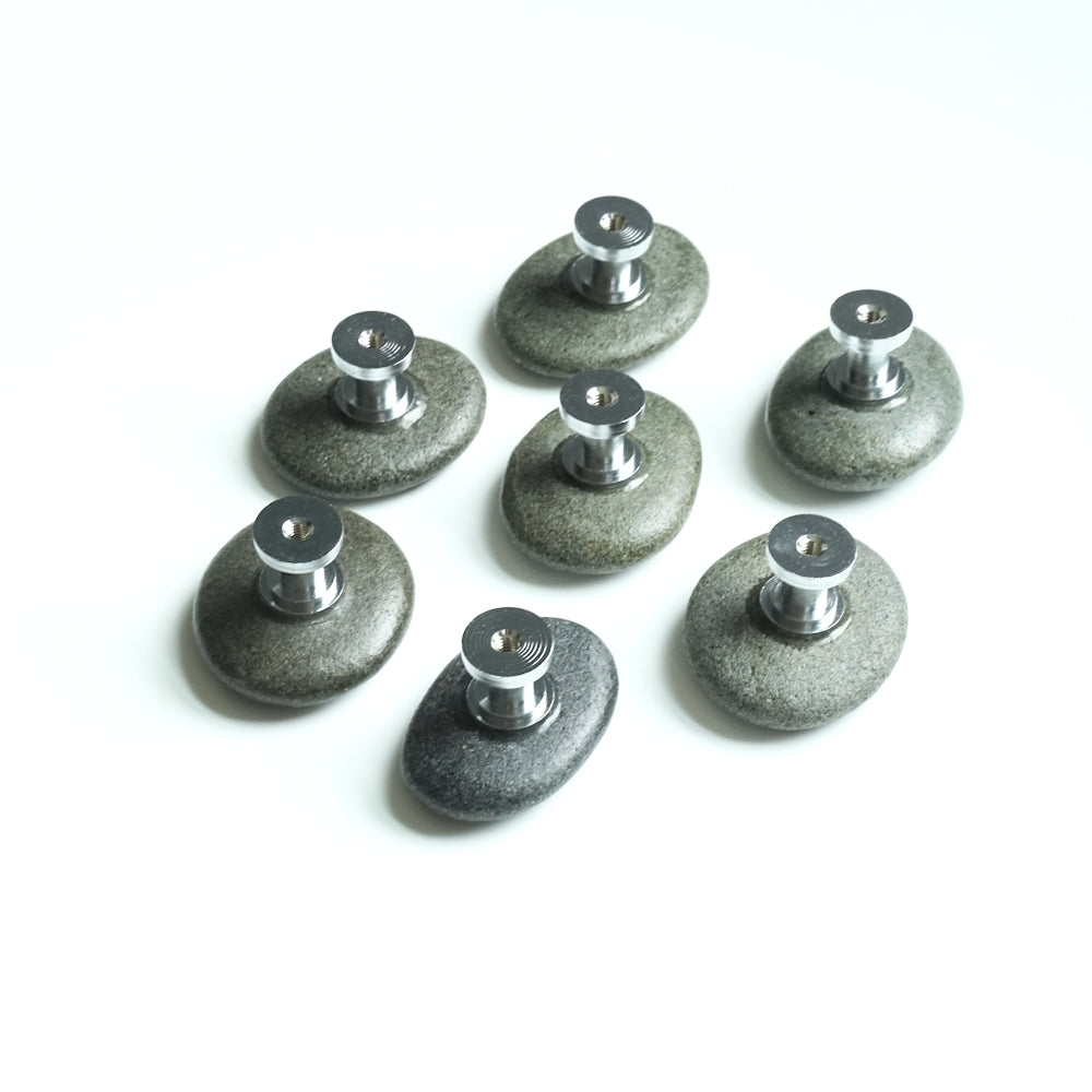 Large Flat Gray Beach Stones - Set of 7 - Ready to Ship