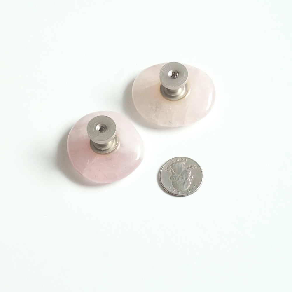 Rose Quartz Gemstone Knob Pair
