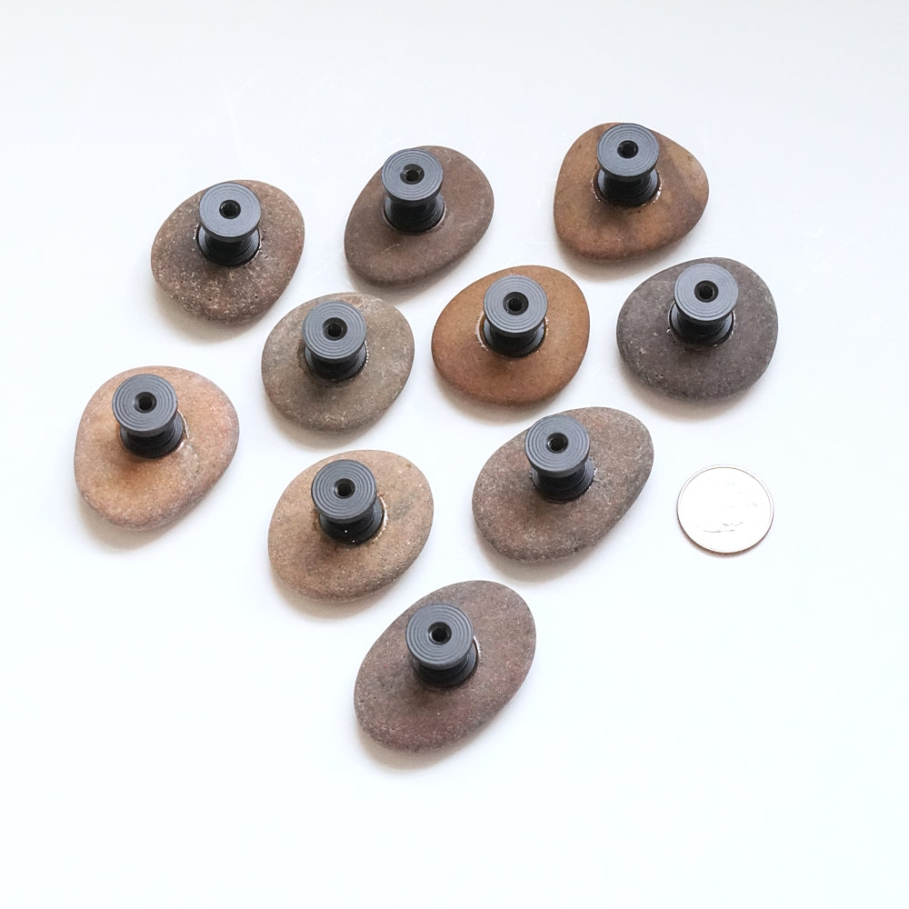 Bold Browns - Beach Rock Stone Pebble Cabinet Knobs - Set of 10