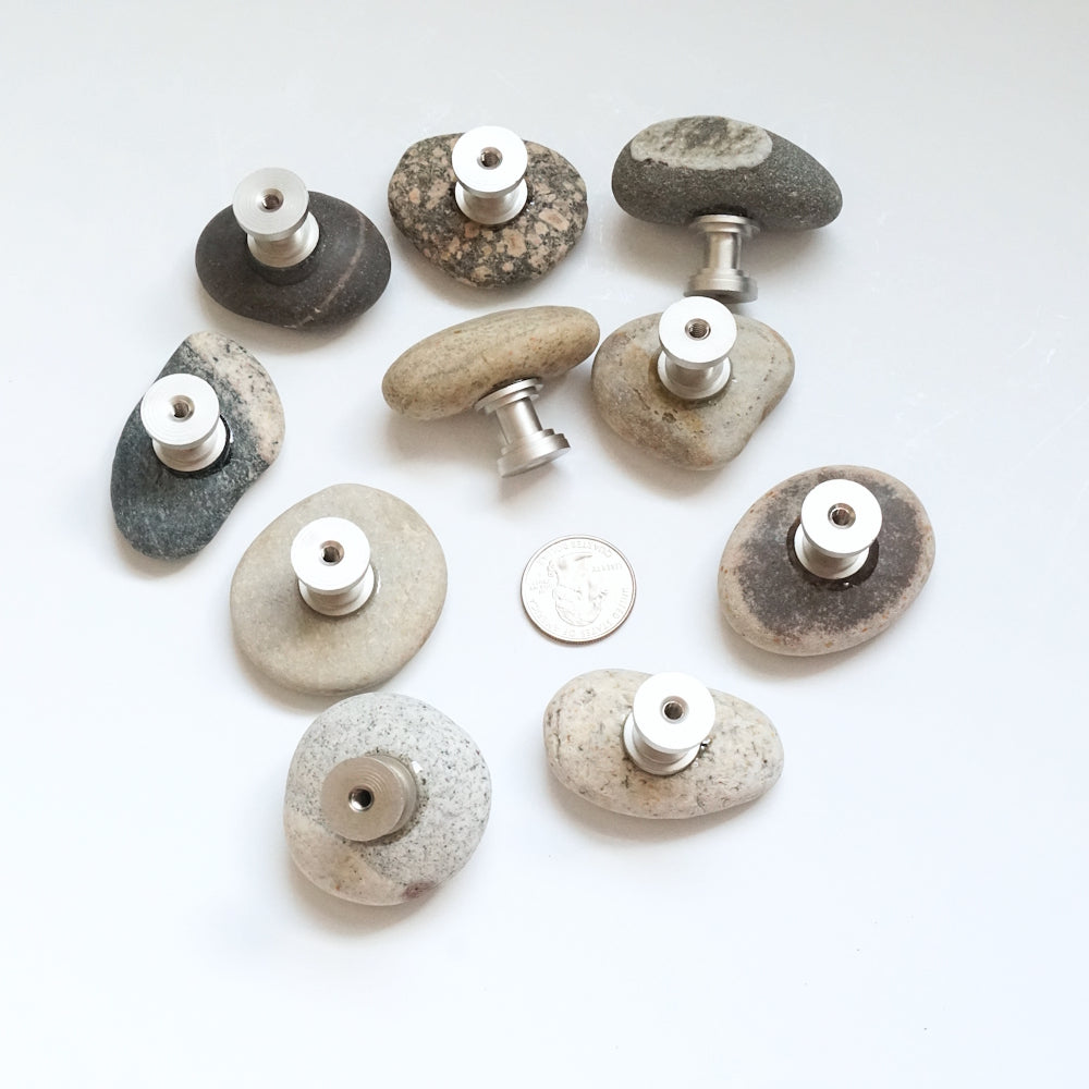 FUN FUN FUN - Set of 10 - Beach Rock Stone Pebble Cabinet Knobs