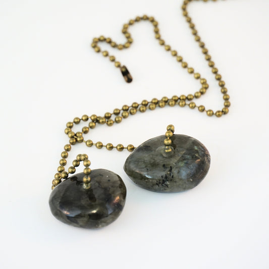 Light and Fan Pulls with Labradorite Gemstone