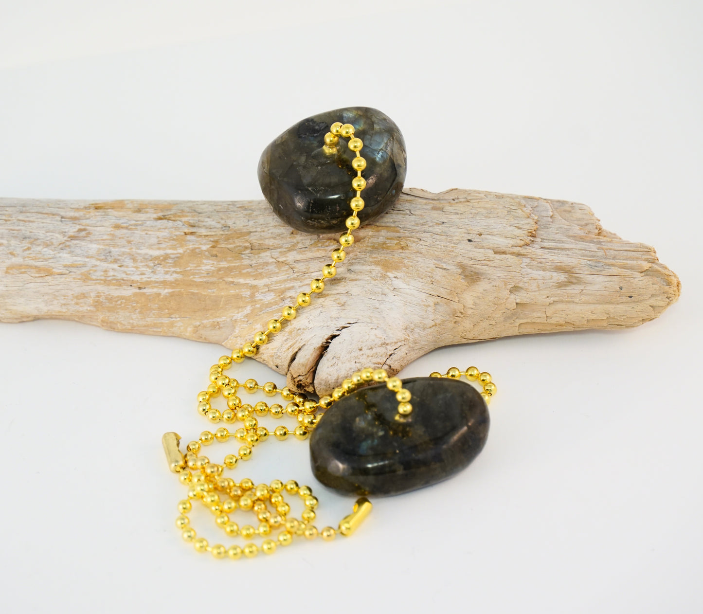 Light and Fan Pulls with Labradorite Gemstone