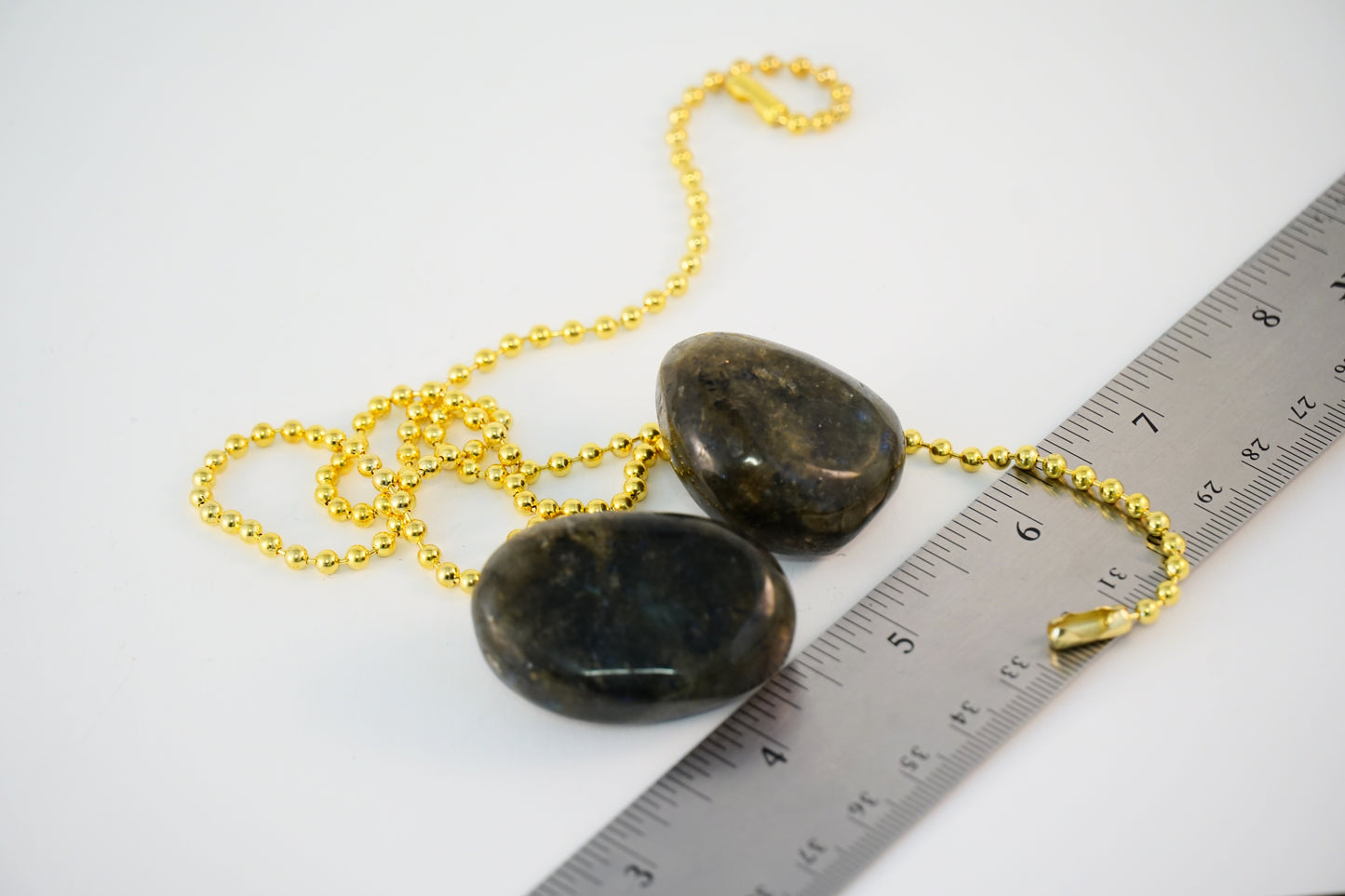 Light and Fan Pulls with Labradorite Gemstone