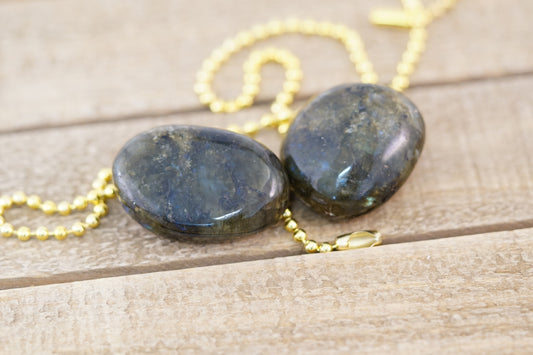 Light and Fan Pulls with Labradorite Gemstone