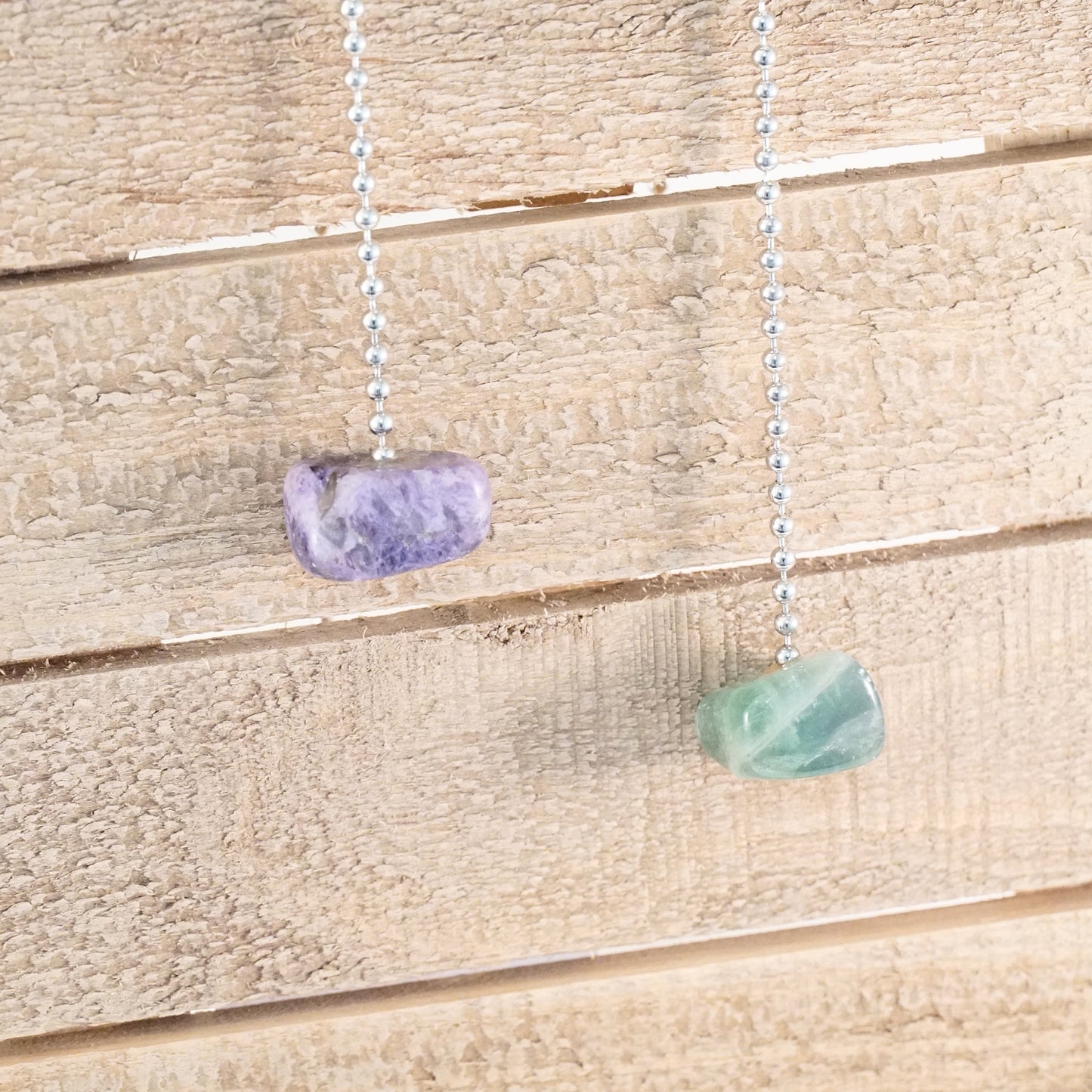 Rainbow Fluorite Crystal Light and Fan Pull Set