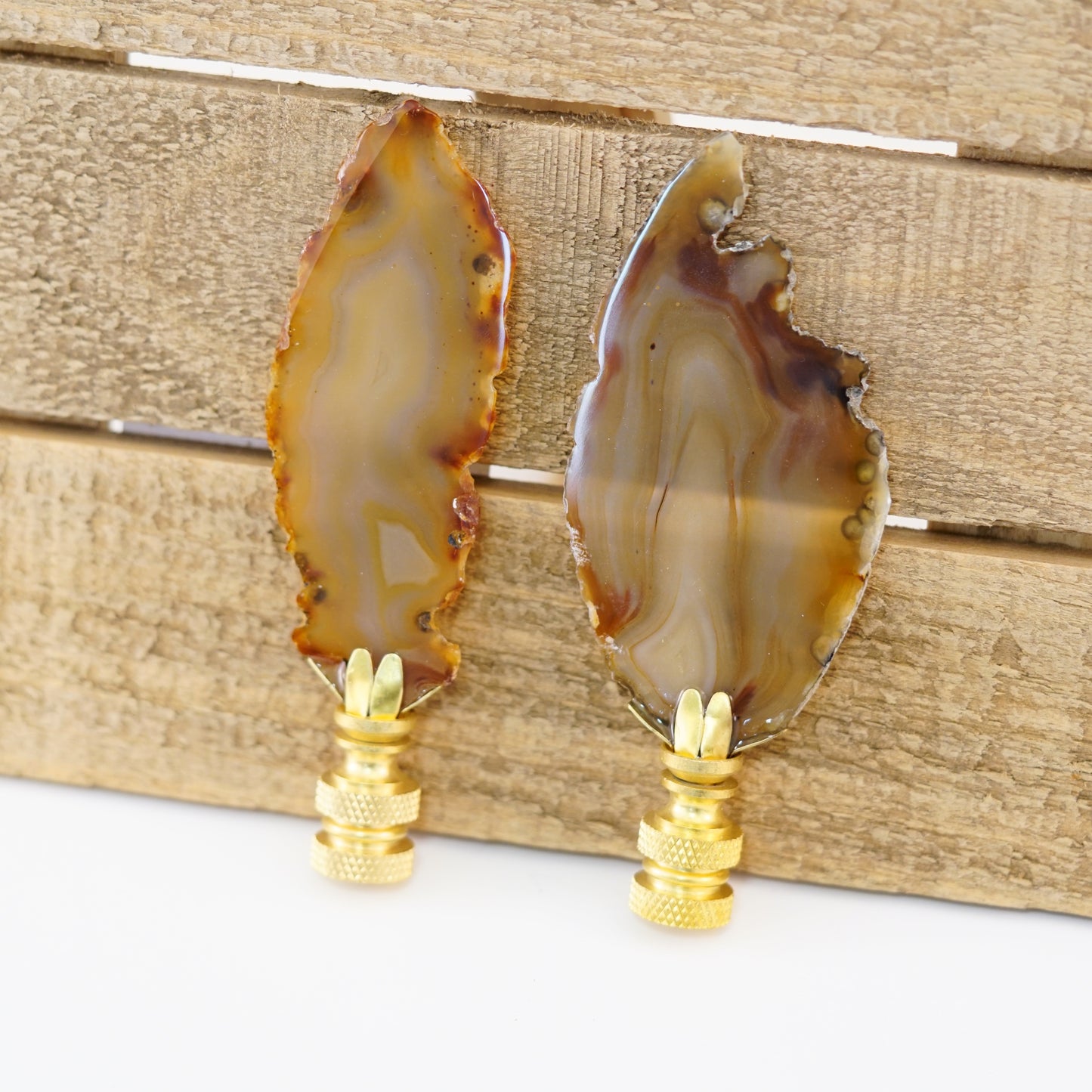 Lamp Finial Set - Polished Brazilian Agates