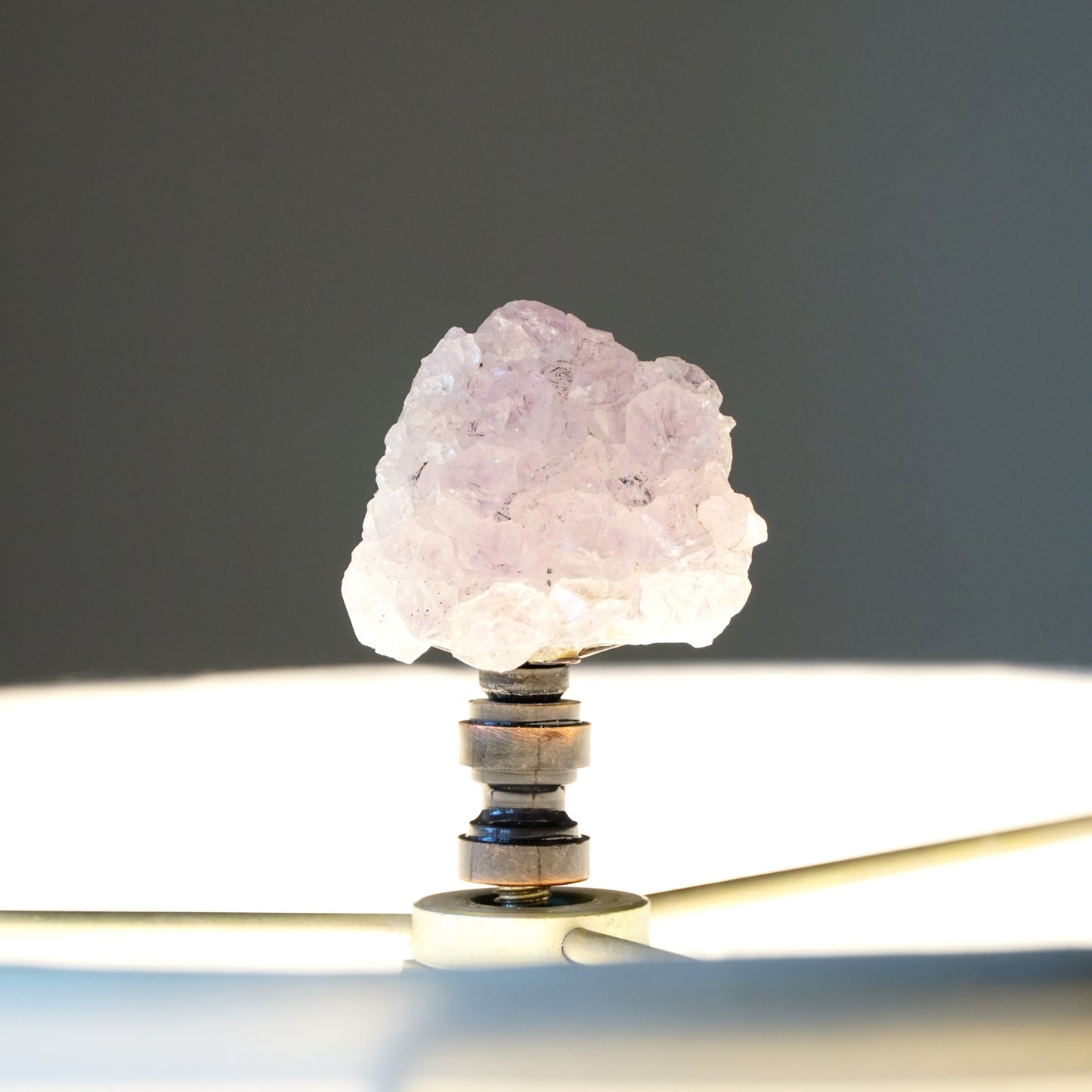 Lamp Harp Finial Set - Amethyst Geode Crystals