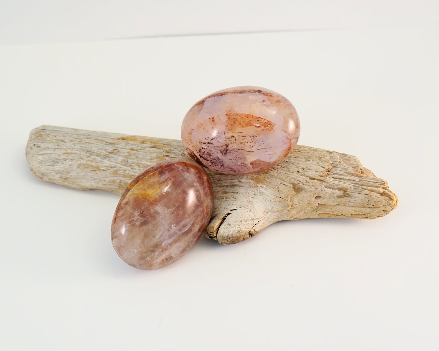 Curtain Rod Finial Pair - Hematoid Quartz Polished Stones