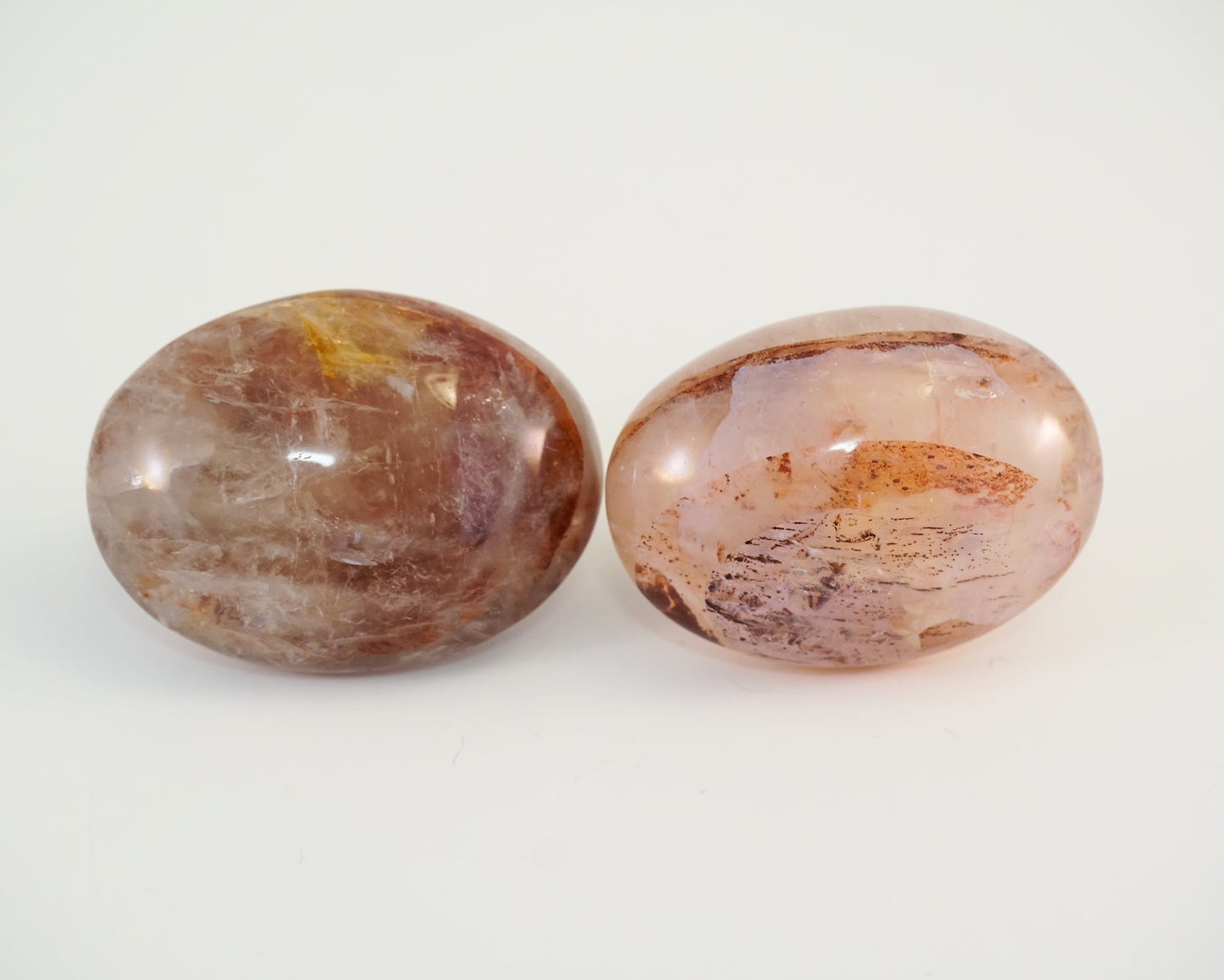 Curtain Rod Finial Pair - Hematoid Quartz Polished Stones