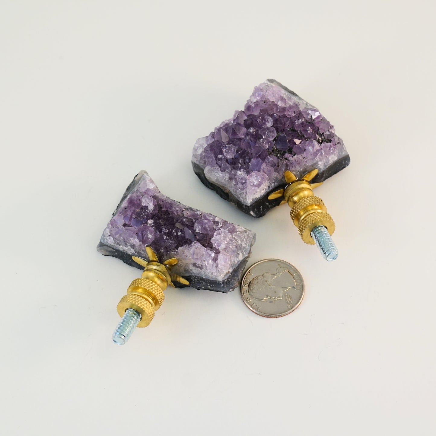 Amethyst Geode Crystal Curtain Rod Finial Set