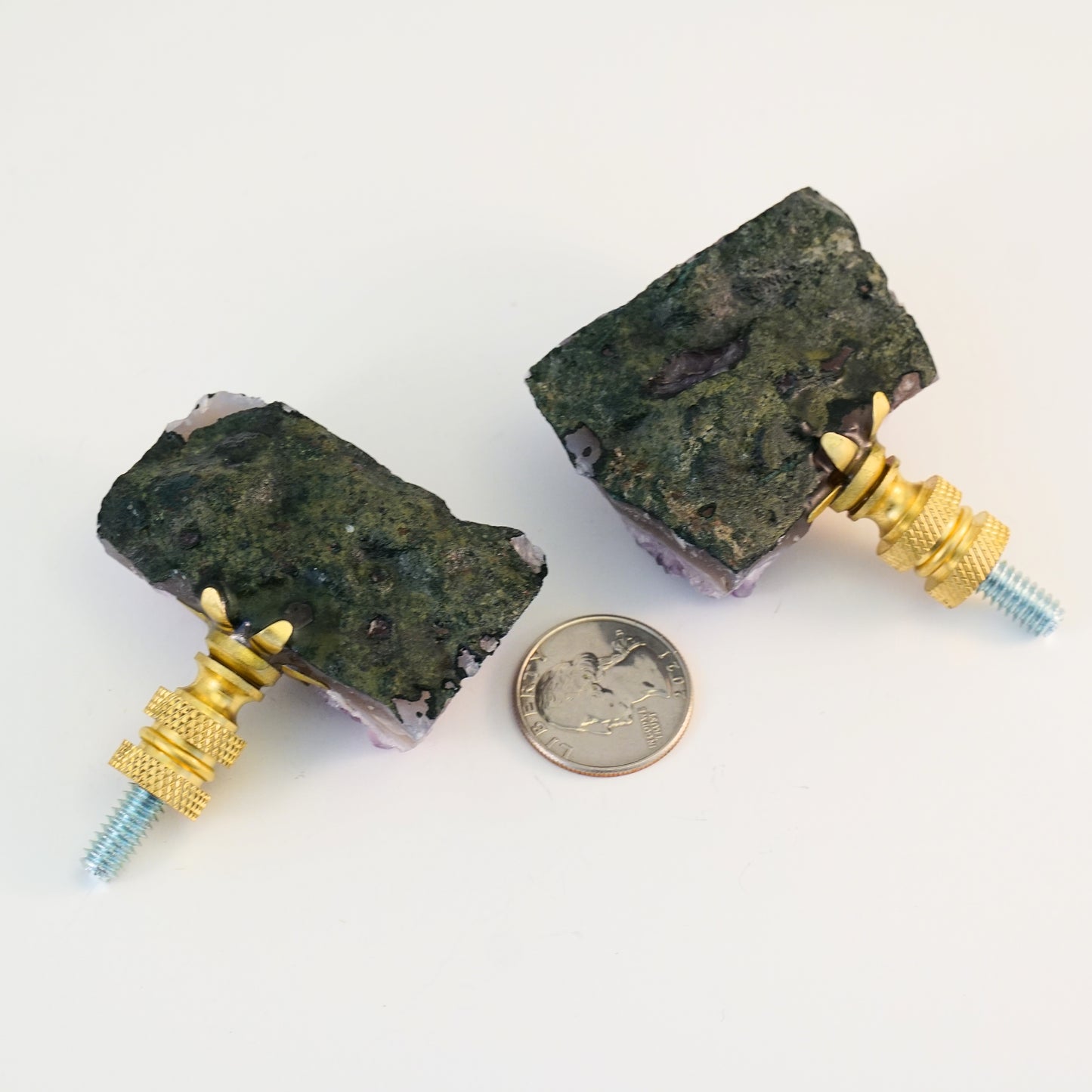 Amethyst Geode Crystal Curtain Rod Finial Set