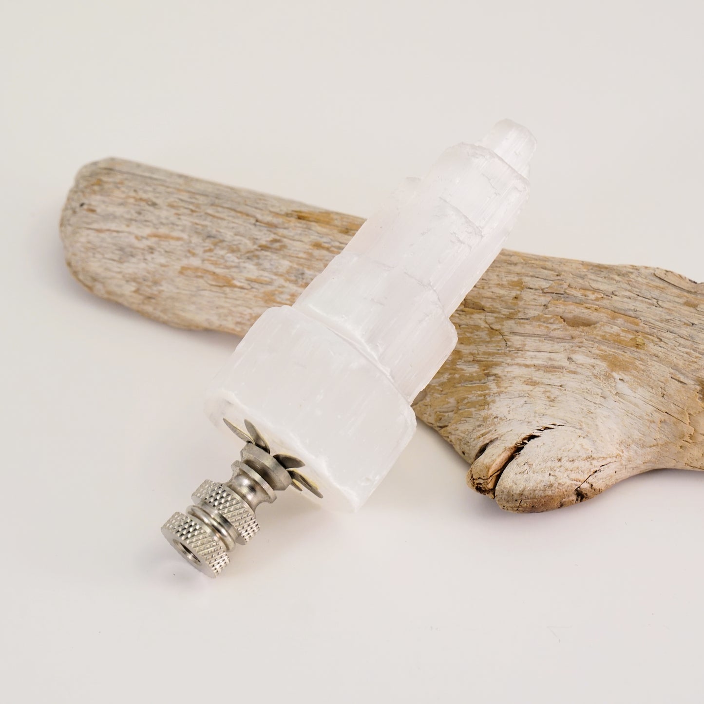 Lamp Harp Finial - Selenite Crystal Tower