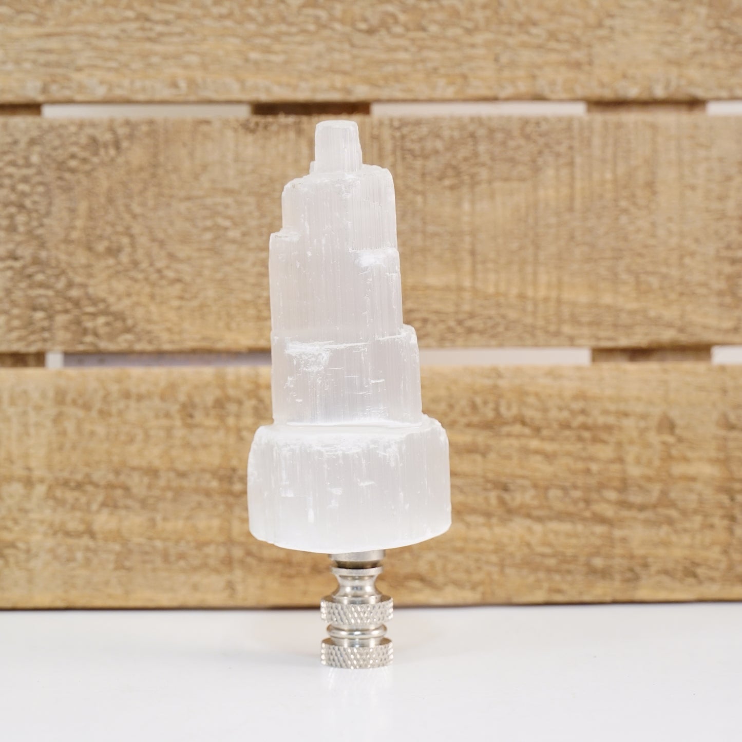 Lamp Harp Finial - Selenite Crystal Tower
