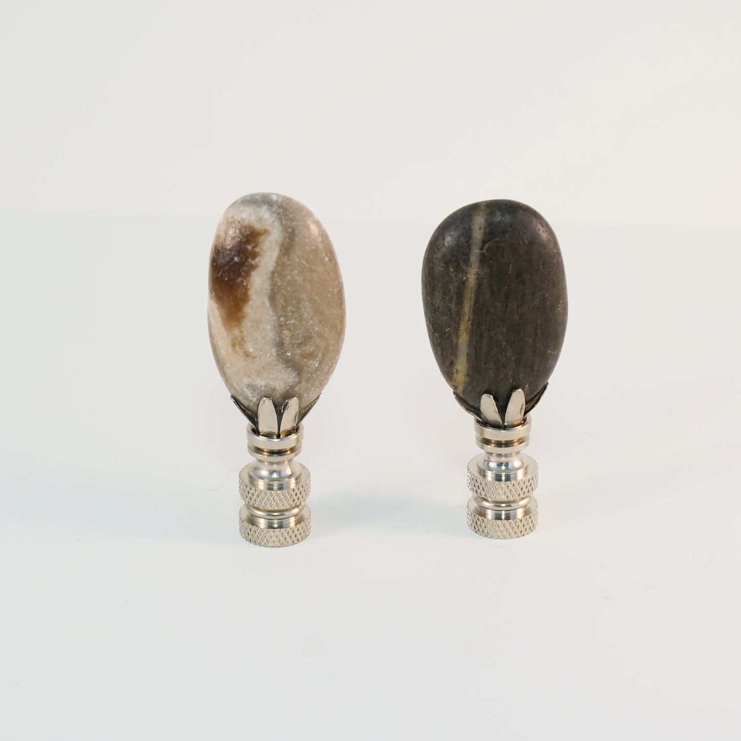 Beach Pebble Lamp Finial Pair