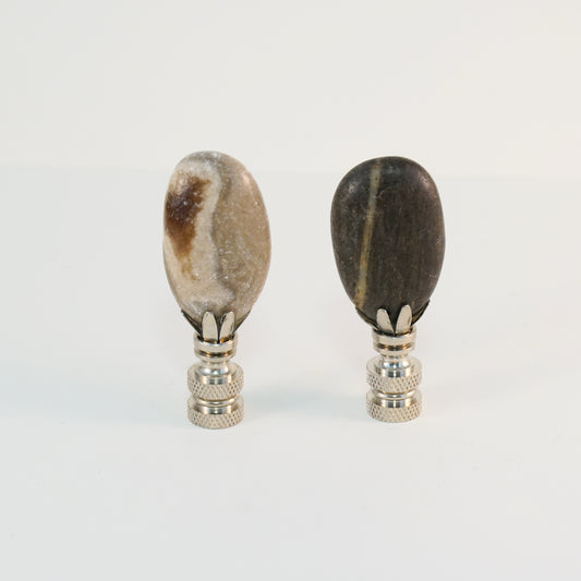 Beach Pebble Lamp Finial Pair