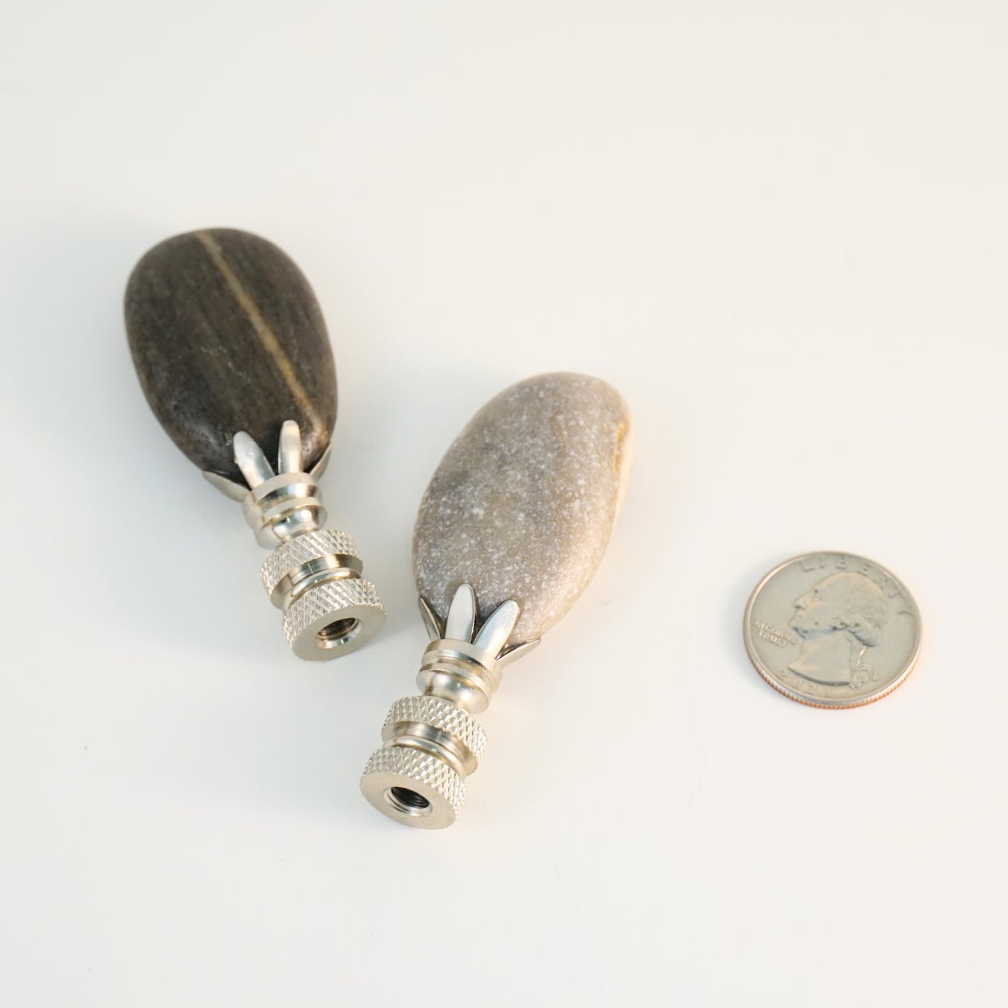 Beach Pebble Lamp Finial Pair