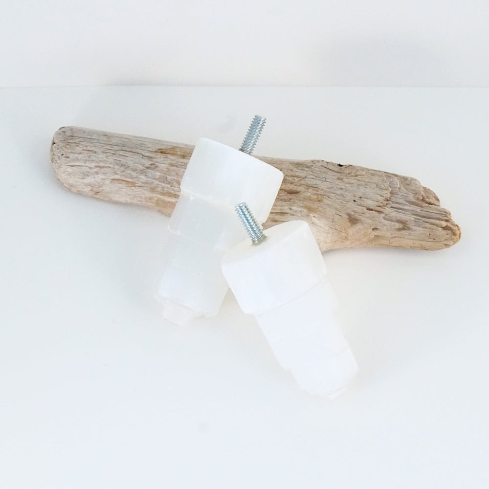 Curtain Rod Finial End Pair - Selenite Crystal Towers