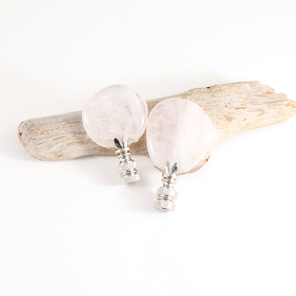 Lamp Finial Set - Polished Rose Quartz