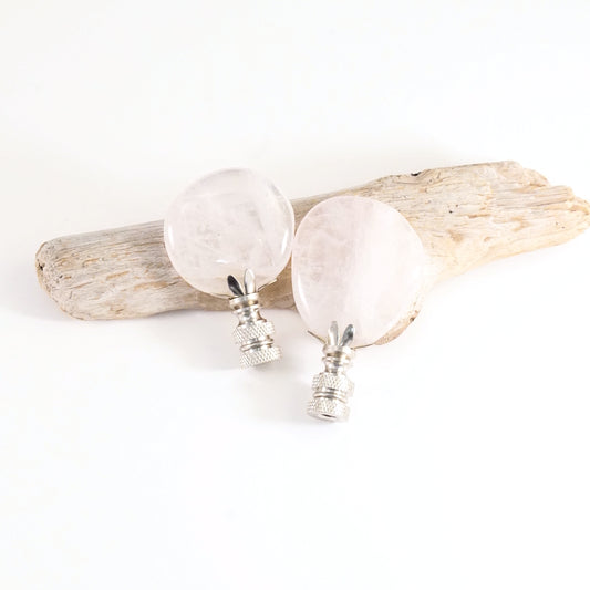 Lamp Finial Set - Polished Rose Quartz