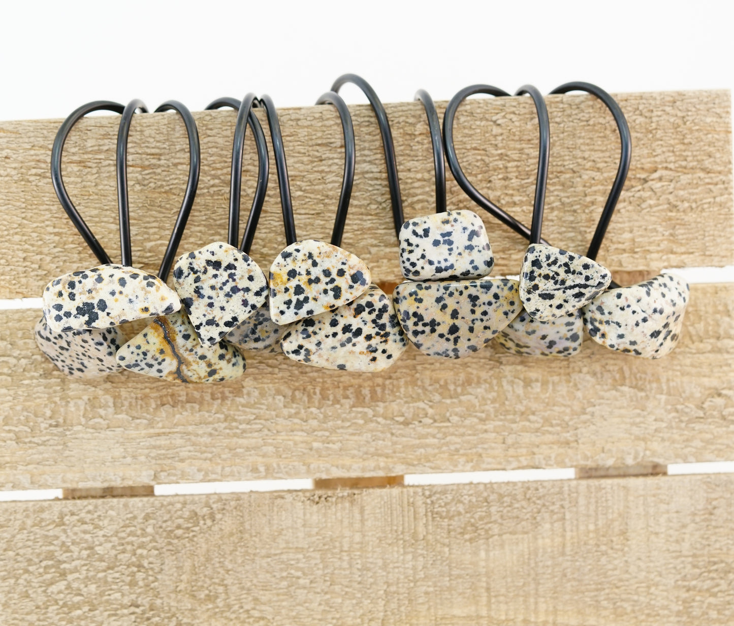 Dalmation Jasper Gemstone Shower Curtain Hook Set