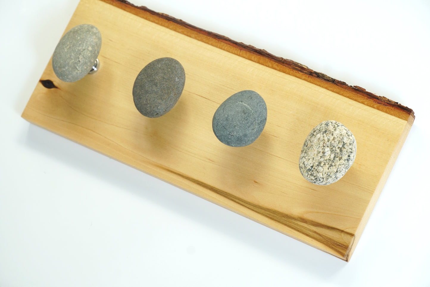 Wall Hook Rack - Coastal Home Decor | Natural Beach Stones on Pine