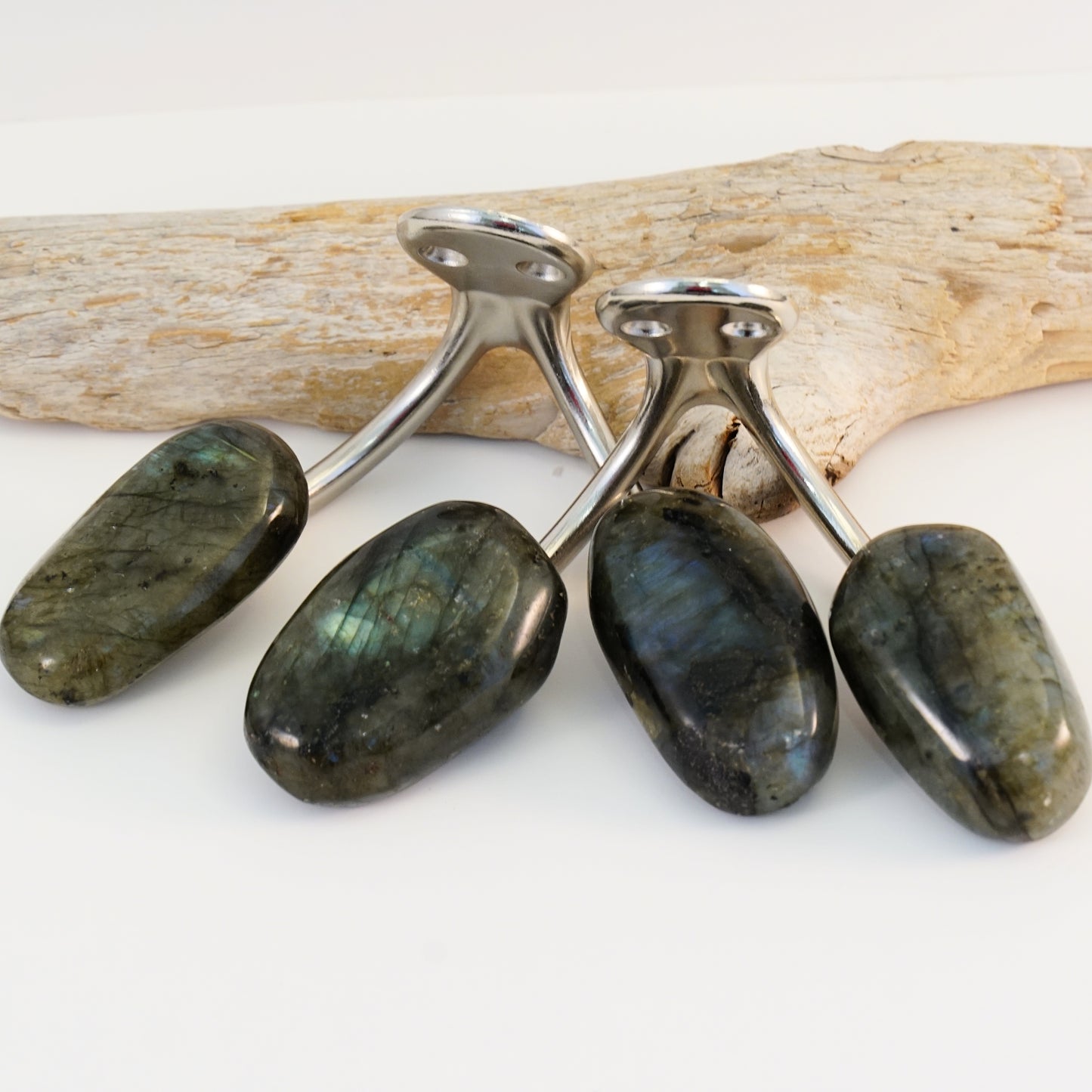 Wall Hook Pair with Labradorite Gemstones