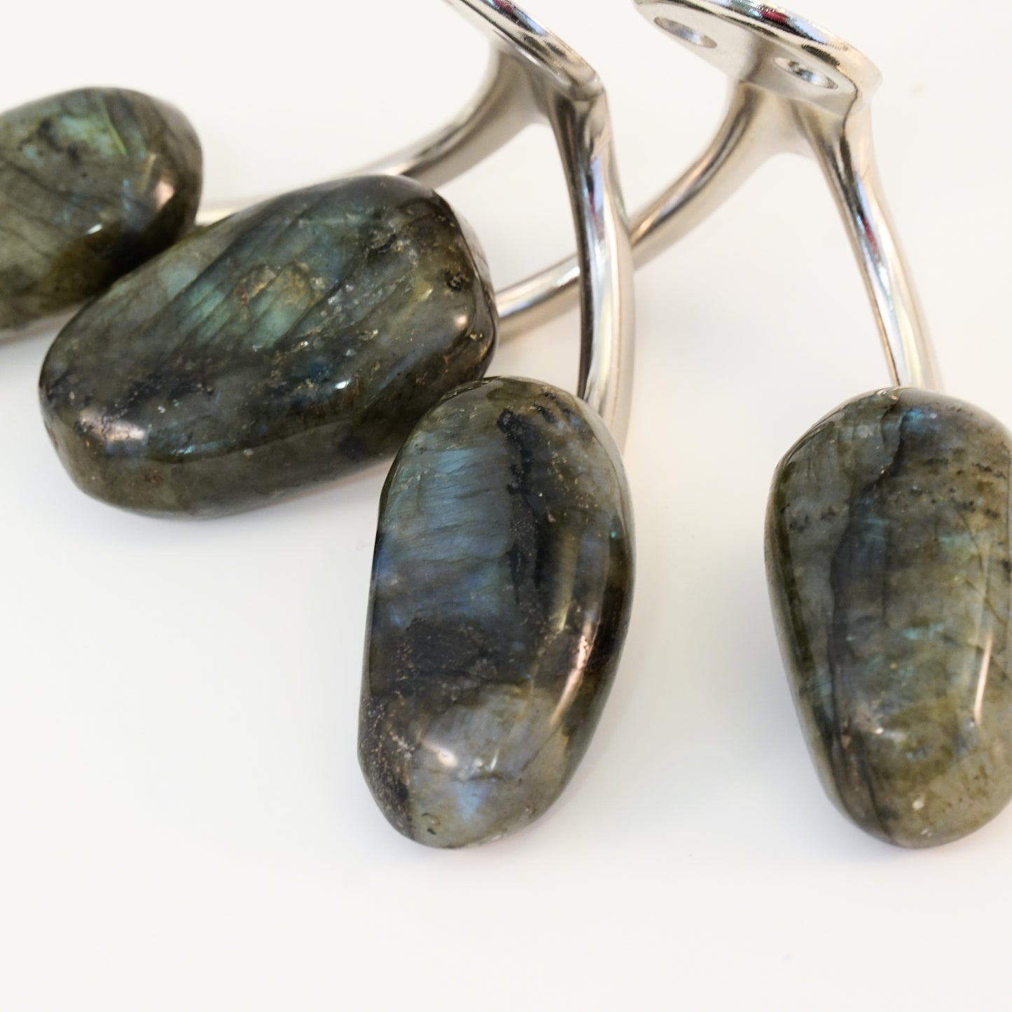 Wall Hook Pair with Labradorite Gemstones