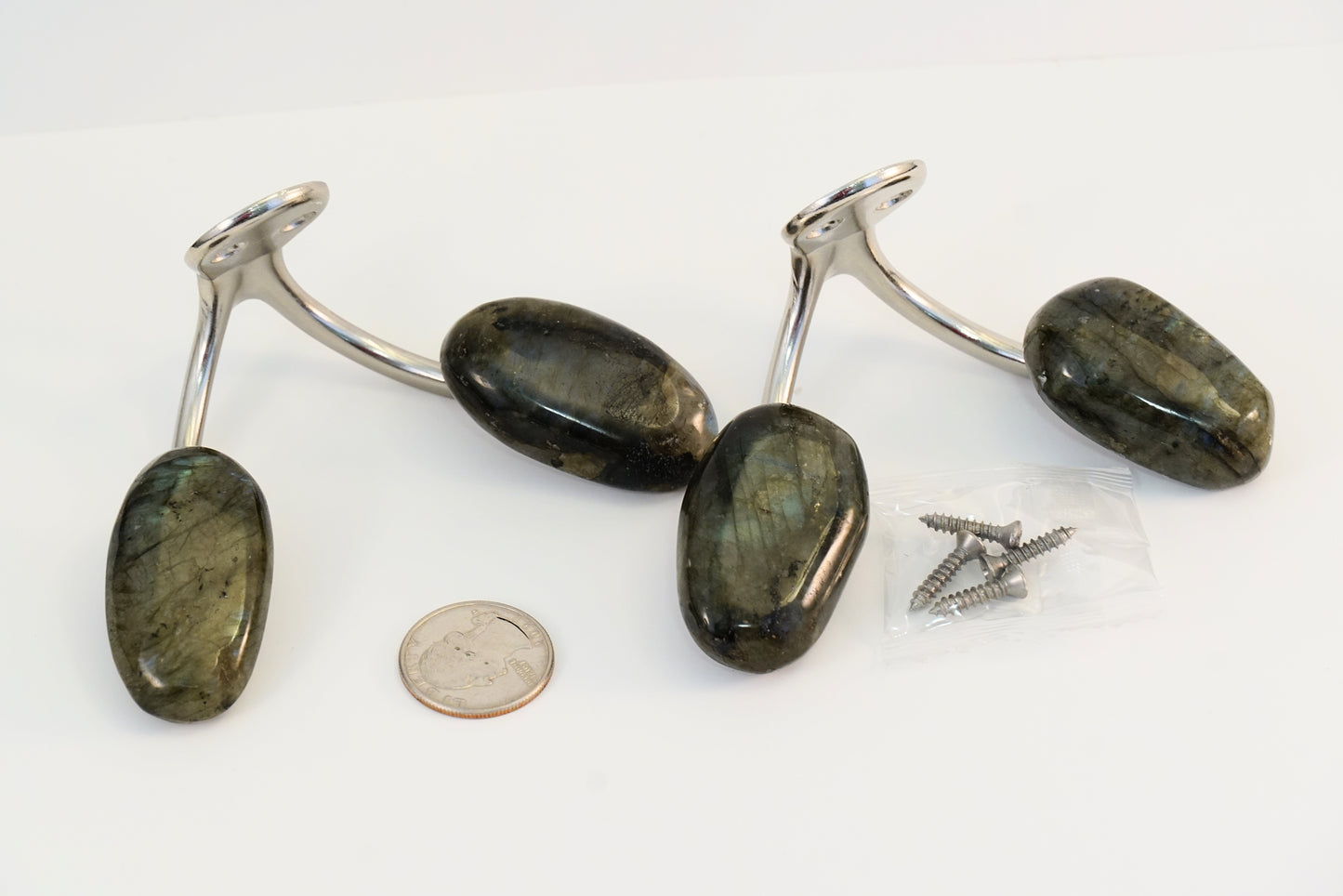 Wall Hook Pair with Labradorite Gemstones