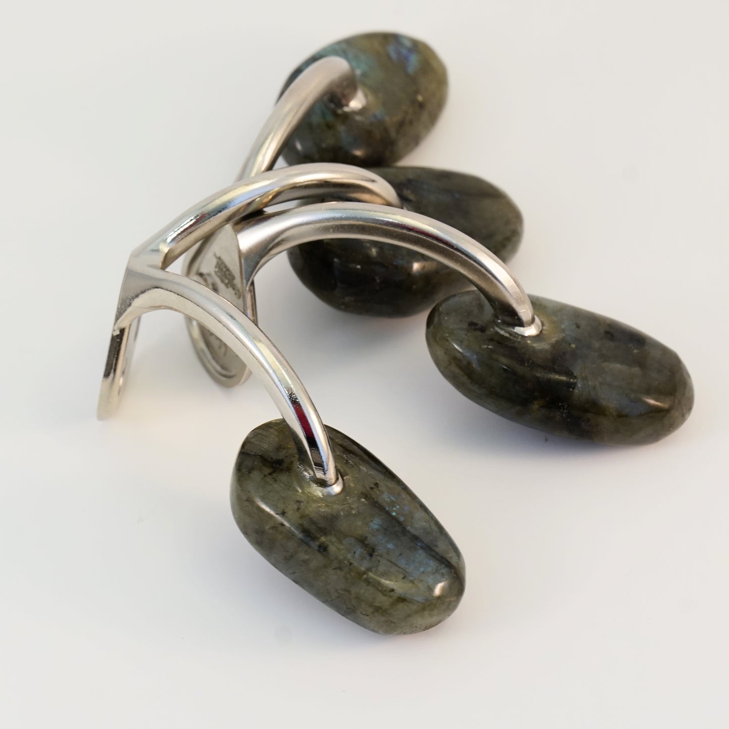 Wall Hook Pair with Labradorite Gemstones
