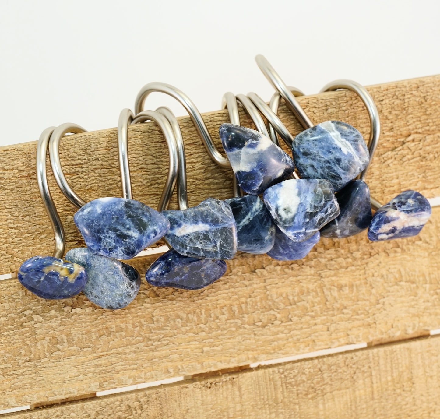 Sodalite Gemstone Shower Curtain Hook Set