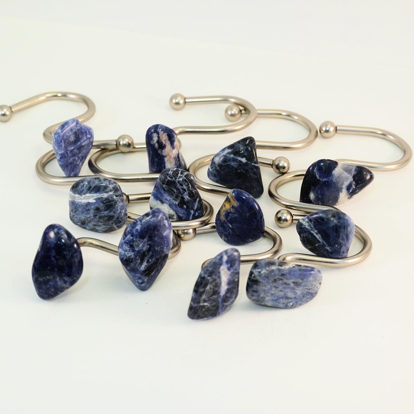 Sodalite Gemstone Shower Curtain Hook Set