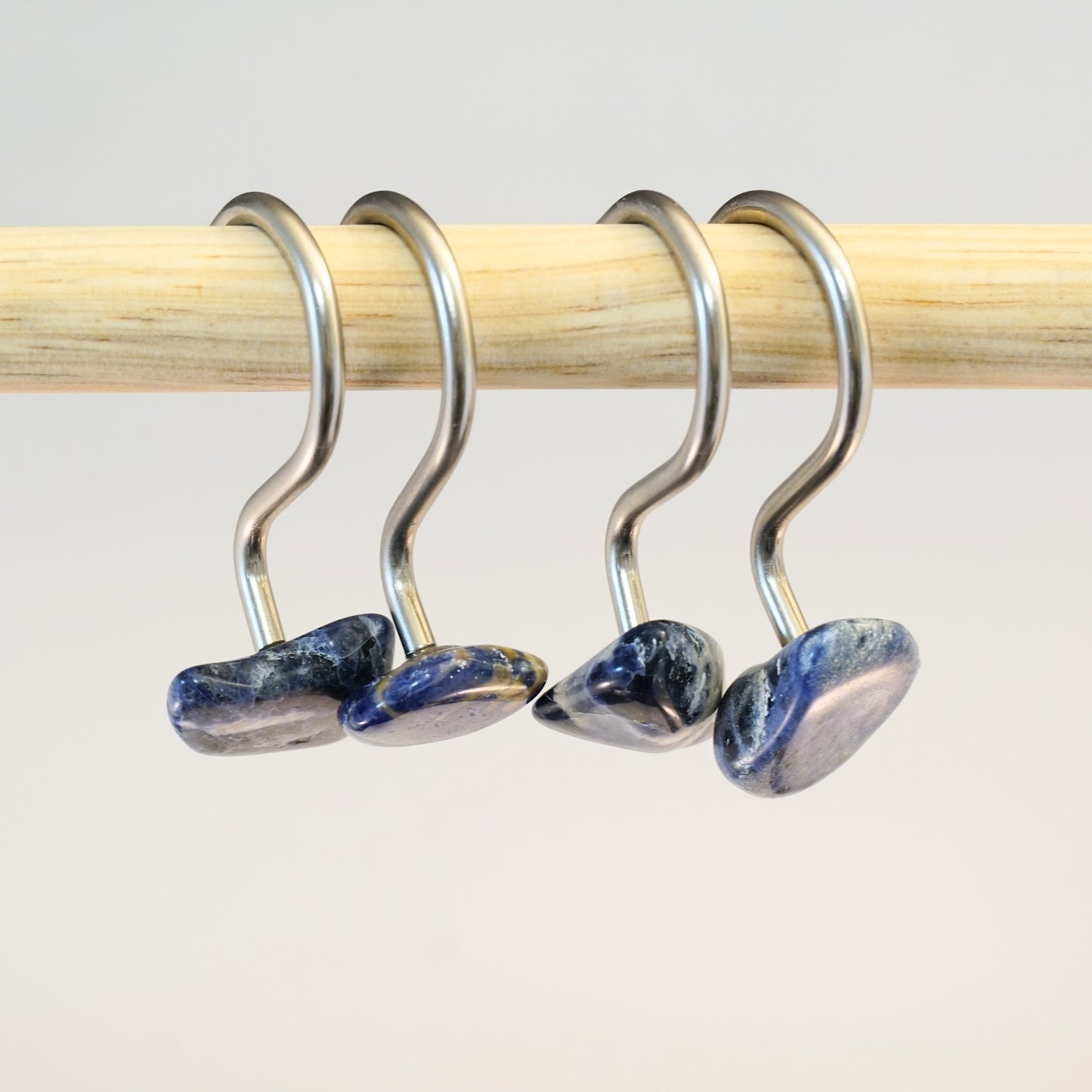 Sodalite Gemstone Shower Curtain Hook Set